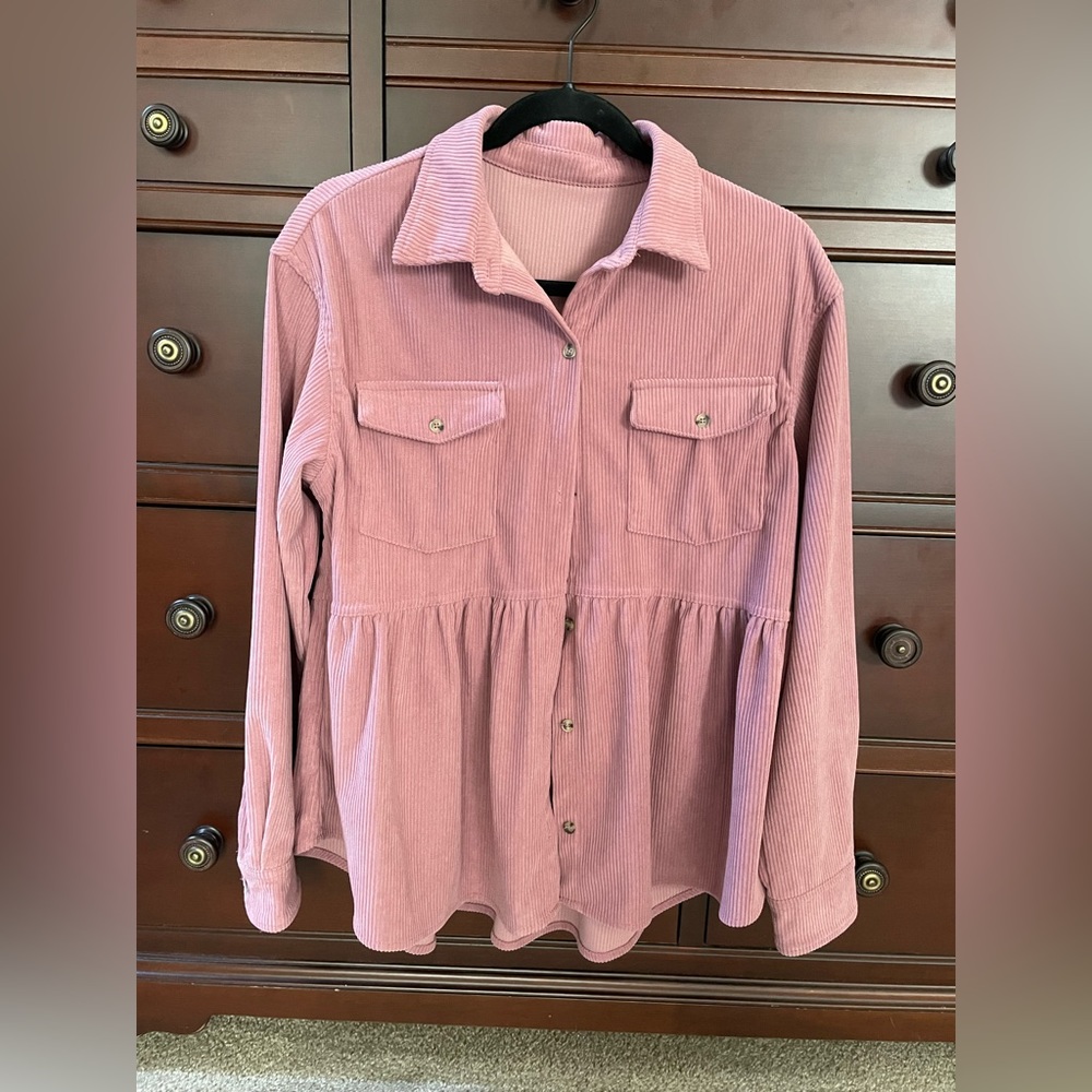Corduroy Shacket - peplum size medium